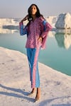 Buy_Dash and Dot_Pink 100% Recycled Polyester Print Deco Geometric Top And Pant Set  _Online_at_Aza_Fashions