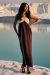 Dash and Dot_Ivory Polyester Color Block Maxi Dress_Online_at_Aza_Fashions