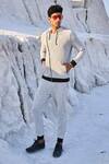 Shop_Dash And Dot_Gray Cotton, Polyester, Spandex Grey Zip Hoodie And Jogger Set_Online_at_Aza_Fashions