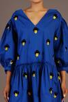 Deepika Arora_Blue Cotton Confetti Embroidered Dress_Online_at_Aza_Fashions