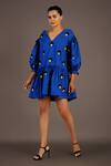 Shop_Deepika Arora_Blue Cotton Confetti Embroidered Dress_Online_at_Aza_Fashions