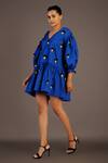 Deepika Arora_Blue Cotton Confetti Embroidered Dress_at_Aza_Fashions