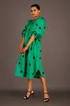 Buy_Deepika Arora_Green Cotton Floral, Confetti V Neck Straight Placement Embroidered Dress_Online_at_Aza_Fashions