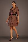 Buy_Deepika Arora_Brown Cotton Embroidered Shirt Dress