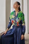 Buy_Betrue_Blue Denim Tencel Embroidered Floral Band Tropical Forest Jacket  _Online_at_Aza_Fashions