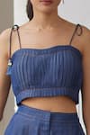 Betrue_Blue Denim Tencel Square Neck Pleated Bustier  _Online_at_Aza_Fashions