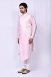 Buy_Arihant Rai Sinha_Pink Art Silk Printed Geometric Asymmetric Kurta And Churidar Set_Online_at_Aza_Fashions