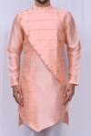 Shop_Arihant Rai Sinha_Peach Art Silk Plain Kite Hem Kurta And Pant Set _Online_at_Aza_Fashions