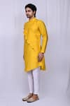 Buy_Arihant Rai Sinha_Yellow Art Silk Plain Kite Hem Kurta And Pant Set_Online_at_Aza_Fashions