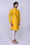 Shop_Arihant Rai Sinha_Yellow Art Silk Plain Kite Hem Kurta And Pant Set