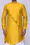 Shop_Arihant Rai Sinha_Yellow Art Silk Plain Overlap Asymmetric Kurta And Cowl Pant Set_Online_at_Aza_Fashions