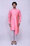 Arihant Rai Sinha_Pink Art Silk Plain Asymmetric Kurta And Pant Set_Online_at_Aza_Fashions