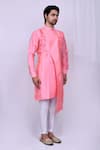 Buy_Arihant Rai Sinha_Pink Art Silk Plain Asymmetric Kurta And Pant Set_Online_at_Aza_Fashions