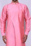 Shop_Arihant Rai Sinha_Pink Art Silk Plain Asymmetric Kurta And Pant Set_Online_at_Aza_Fashions