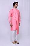 Arihant Rai Sinha_Pink Art Silk Plain Asymmetric Kurta Set_Online_at_Aza_Fashions