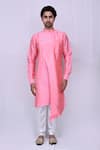 Buy_Arihant Rai Sinha_Pink Art Silk Plain Asymmetric Kurta Set_Online_at_Aza_Fashions