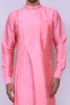 Shop_Arihant Rai Sinha_Pink Art Silk Plain Asymmetric Kurta Set_Online_at_Aza_Fashions