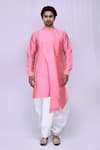 Buy_Arihant Rai Sinha_Pink Art Silk Plain Asymmetric Kurta And Dhoti Pant Set_Online_at_Aza_Fashions