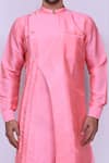 Shop_Arihant Rai Sinha_Pink Art Silk Plain Asymmetric Kurta And Dhoti Pant Set_Online_at_Aza_Fashions