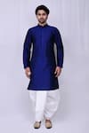 Buy_Arihant Rai Sinha_Blue Art Silk Solid Kurta And Dhoti Pant Set _Online_at_Aza_Fashions