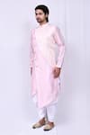 Buy_Arihant Rai Sinha_Pink Art Silk Printed Geometric Asymmetric Kurta And Cowl Pant Set_Online_at_Aza_Fashions