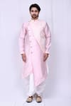 Arihant Rai Sinha_Pink Art Silk Printed Geometric Asymmetric Kurta And Dhoti Pant Set_Online_at_Aza_Fashions