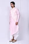 Buy_Arihant Rai Sinha_Pink Art Silk Printed Geometric Asymmetric Kurta And Dhoti Pant Set_Online_at_Aza_Fashions