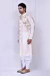 Nazaakat by Samara Singh_Cream Art Silk Floral Print Kurta And Cowl Pant Set_Online_at_Aza_Fashions