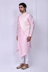 Buy_Arihant Rai Sinha_Pink Art Silk Printed Geometric Asymmetric Kurta Set_Online_at_Aza_Fashions