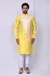Arihant Rai Sinha_Yellow Art Silk Woven Floral Jacquard Panelled Kurta Set_Online_at_Aza_Fashions