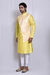 Buy_Arihant Rai Sinha_Yellow Art Silk Woven Floral Jacquard Panelled Kurta Set_Online_at_Aza_Fashions
