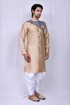 Nazaakat by Samara Singh_Beige Art Silk Floral Print Panel Kurta And Cowl Pant Set_Online_at_Aza_Fashions