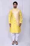 Buy_Arihant Rai Sinha_Yellow Art Silk Woven Floral Jacquard Panelled Kurta And Cowl Pant Set_Online_at_Aza_Fashions