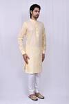 Nazaakat by Samara Singh_Yellow Cotton Silk Floral Print Kurta Set_Online_at_Aza_Fashions