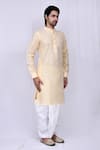 Arihant Rai Sinha_Yellow Kurta Cotton Silk Printed Floral Pattern And Dhoti Pant Set _Online_at_Aza_Fashions