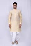 Buy_Arihant Rai Sinha_Yellow Kurta Cotton Silk Printed Floral Pattern And Dhoti Pant Set _Online_at_Aza_Fashions