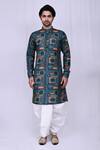 Buy_Nazaakat by Samara Singh_Sky Blue Kurta: Cotton Silk Printed Moroccan Pattern And Dhoti Pant Set For Men_Online_at_Aza_Fashions