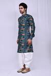 Nazaakat by Samara Singh_Sky Blue Kurta: Cotton Silk Printed Moroccan Pattern And Dhoti Pant Set For Men_Online