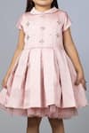 Darleen Kids Couture_Pink Silk, Net Stones, Pearls Dollcake Vintage Dress _Online_at_Aza_Fashions