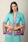 Limerick By Abirr N' Nanki_Multi Color Crepe Embroidery Collared Ela Paisley Print Jacket _at_Aza_Fashions