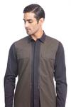 Shop_Rohit Gandhi + Rahul Khanna_Black Double Layered Cotton Shirt_Online_at_Aza_Fashions