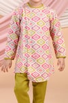 Buy_The Blue Morphology_Multi Color Sheen Cotton Printed Asymmetric Panel Kurta And Pant Set  _Online_at_Aza_Fashions