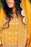 Buy_Esha Arora_Yellow Vegan Silk Embroidery Floral Round Bodice Kurta Set _Online_at_Aza_Fashions