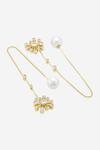 Isharya_Yellow Pearls, Crystals Maharani Floret Needle And Thread Earrings _Online_at_Aza_Fashions