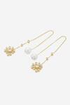 Buy_Isharya_Yellow Pearls, Crystals Maharani Floret Needle And Thread Earrings _Online_at_Aza_Fashions