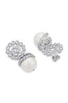 Buy_Isharya_Silver Plated Japanese Cotton Ball Pearl Crystal Swirl Drop Earrings_Online_at_Aza_Fashions