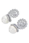 Shop_Isharya_Silver Plated Japanese Cotton Ball Pearl Crystal Swirl Drop Earrings_Online_at_Aza_Fashions