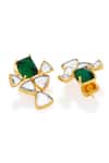 Buy_Isharya_Green Cubic Zirconia Shiza Mirror And Hydro Emerald Geometric Earrings_Online_at_Aza_Fashions