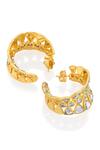 Isharya_Gold Plated Mirrors, Cubic Zirconia Ruhaaniyat Hoop Earrings_at_Aza_Fashions