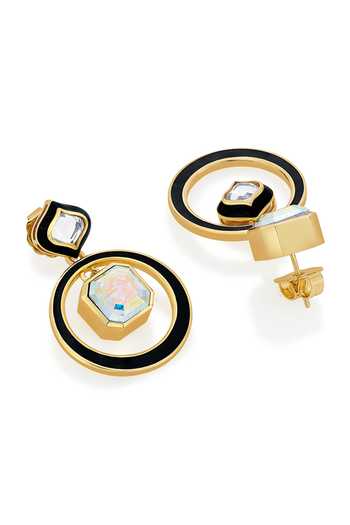 Isharya_Black Crystals, Mirrors Meher Enamel Earrings_Online_at_Aza_Fashions